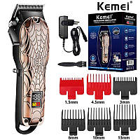 Професійна акумуляторна машинка для стриження волосся Kemei KM-2616 з функцією тримера та 6 насадками