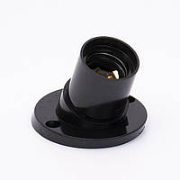 Патрон карболітовий Е27 кутовий, чорний косий Takel, для лампи, похилий накладний