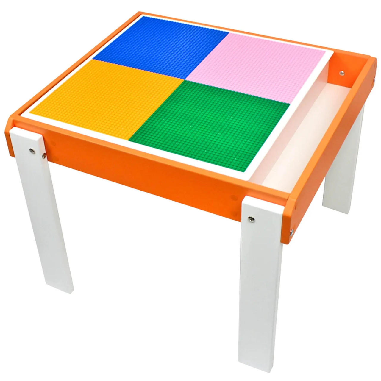 Дитячий столик Yuliana з ігровою поверхнею LEGO Classic 4 кольори з ДСП помаранчевий !!+ПОДАРУНОК Пісок та набір
