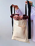 Сумка шопер з кишенею і ручками з бантом з саржі без друку  Розмір: 35см х 44см, фото 4