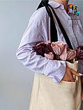 Сумка шопер з кишенею і ручками з бантом з саржі без друку  Розмір: 35см х 44см, фото 6