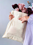 Сумка шопер з кишенею і ручками з бантом з саржі без друку  Розмір: 35см х 44см, фото 7