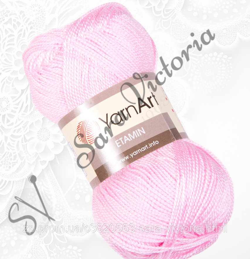 Тонка  акрилова рожева пряжа для в'язання вишивання YarnArt Etamin (ярнарт етамін) 451 рожевий фламінго, фото 1