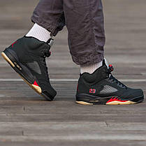 Зимові Кроссовки Nike Air Jordan 5 Retro Gore-Tex Black / Найк Аїр Джордан 5 Ретро Гор Текс Чорні з Червоним, фото 6