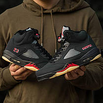 Зимові Кроссовки Nike Air Jordan 5 Retro Gore-Tex Black / Найк Аїр Джордан 5 Ретро Гор Текс Чорні з Червоним, фото 3