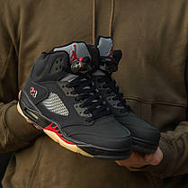 Зимові Кроссовки Nike Air Jordan 5 Retro Gore-Tex Black / Найк Аїр Джордан 5 Ретро Гор Текс Чорні з Червоним, фото 4