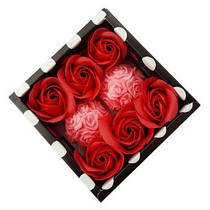 Подарункове мило-троянда. Набір 6 + 2. Квадратна упаковка. UQ-178 Колір рожевий