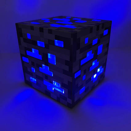 Блок нічник алмаз Майнкрафт 7.5 см синій Minecraft USB заряд