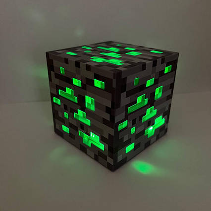 Блок нічник смарагд Майнкрафт 7.5 см зелений Minecraft USB заряд