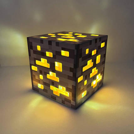 Блок нічник золото Майнкрафт 7.5 см жовтий Minecraft USB заряд