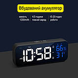 Настільний електронний годинник Mids з акумулятором, термометром та гігрометром, чорні., фото 5