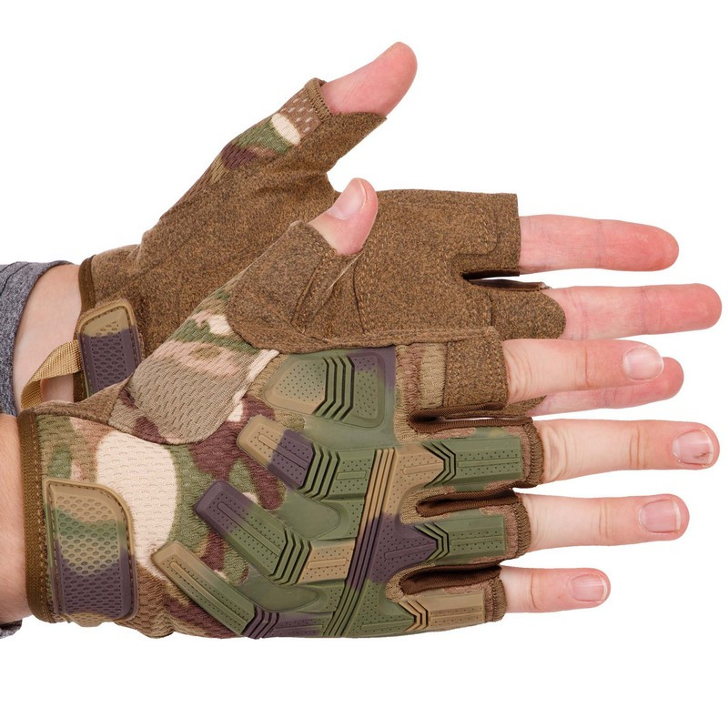 Тактичні рукавички без пальців BC-8808-3 (M-XL, камуфляж Multicam)