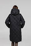 Куртка жіноча чорна зимова з капюшоном та поясом, фото 4