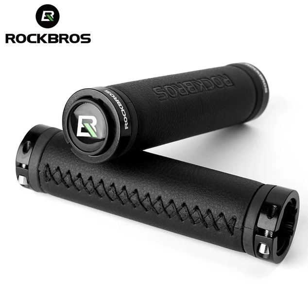 Гріпси велосипедні RockBros Eco Leather Lock Grip із пластиковими заглушками