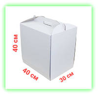 Коробки білі самозбірні з плоскою ручкою для тортів куліч пряникових будиночків 40х30х40 см