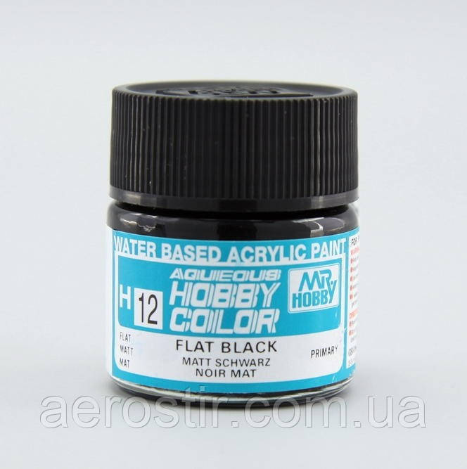 Фарба для моделей Mr.Hobby H12 Flatt Black Чорний