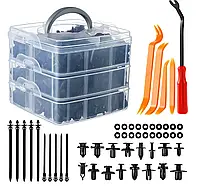 Набір кліпс автомобільних зі зйомниками + ущільнювачі автомобільні та стяжки автомобільні, в наборі 630шт