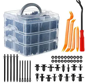 Набір кліпс автомобільних зі зйомниками + ущільнювачі автомобільні та стяжки автомобільні, в наборі 630шт