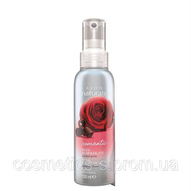 Освіжаючий лосьйон-спрей для тіла "Романтична троянда і шоколад" Avon Naturals, 100мл