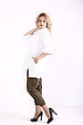 Довга вільна біла блузка з льону жіноча літня великого розміру 74, фото 2