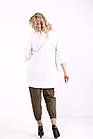 Довга вільна біла блузка з льону жіноча літня великого розміру 74, фото 4