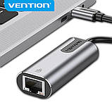 Адаптер  Vention USB-C to Gigabit Ethernet Adapter 0.15M Gray Aluminum Alloy Type (CFNHB), фото 4