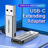 Адаптер Vention USB 3.0 Male to USB-C Female Adapter Gray Aluminum Alloy Type (CDPH0), фото 2