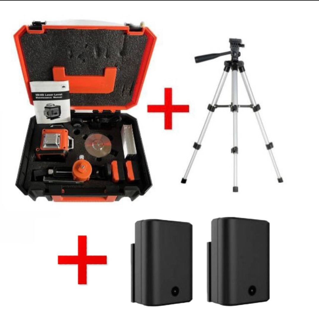 Лазерний рівень 3D 12 ліній "Технопромінь" з штативом у подарунок, фото 1