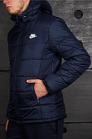Куртка зимняя мужская Nike темно-синяя ТОП качества