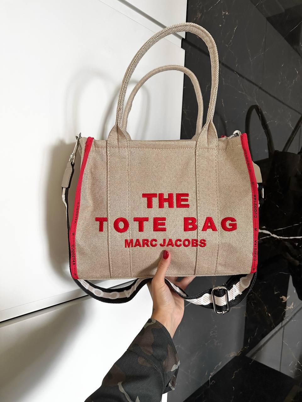 Жіноча сумка шоппер Марк Джейкобс бежева Marc Jacobs Beige Tote Bag Textile