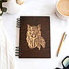 Записна книга з дерев’яною обкладинкою з візерунком “Вовк”, фото 4