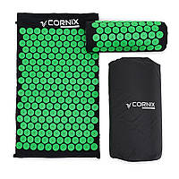 Коврик акупунктурный с валиком Cornix Classic Mat Аппликатор Кузнецова XR-0110 Black/Green