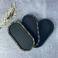 Гіпсова підставка під свічку Чорний з сріблом