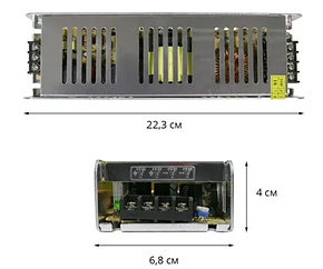 Блок живлення OEM DC12 240W 20 А STR-240 вузький для світлодіодної стрічки, фото 3