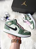 Жіночі кросівки Джордан Jordan 1 High Green White Pink ALL07467, фото 2