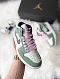 Жіночі кросівки Джордан Jordan 1 High Green White Pink ALL07467, фото 3