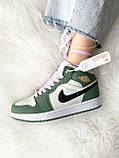 Жіночі кросівки Джордан Jordan 1 High Green White Pink ALL07467, фото 4