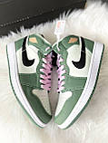 Жіночі кросівки Джордан Jordan 1 High Green White Pink ALL07467, фото 6
