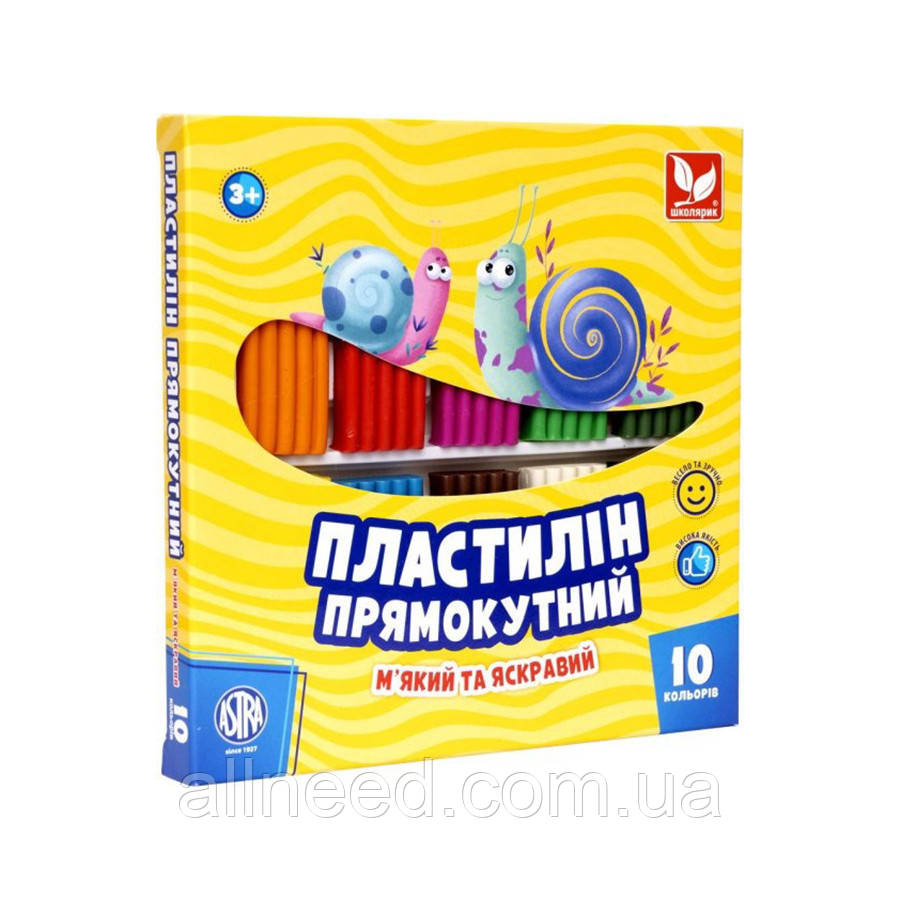 Пластилін прямокутний 303116003-UA 10 кольорів, фото 1
