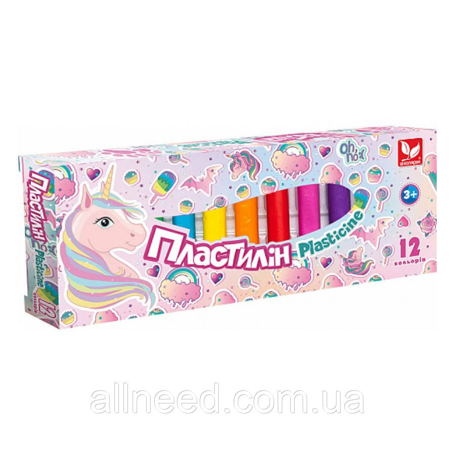 Пластилін круглий восковий "Unicorn" 303221007-UA 12 кольорів, фото 1