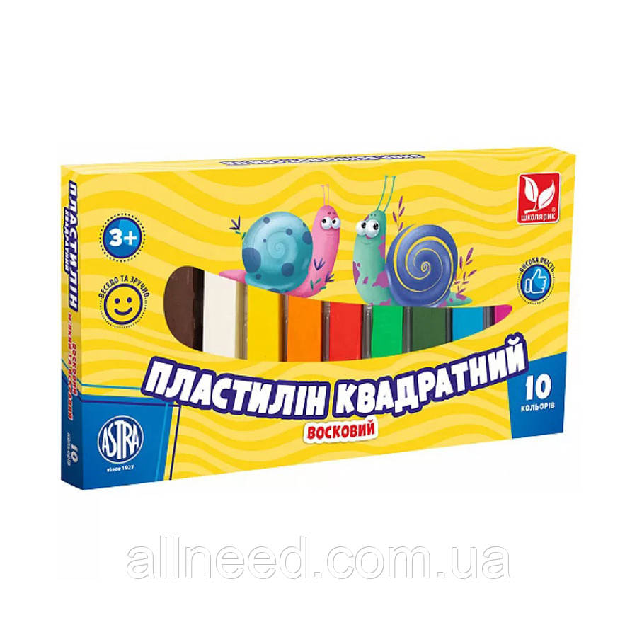Пластилін квадратний восковий 303115006-UA 10 кольорів, фото 1