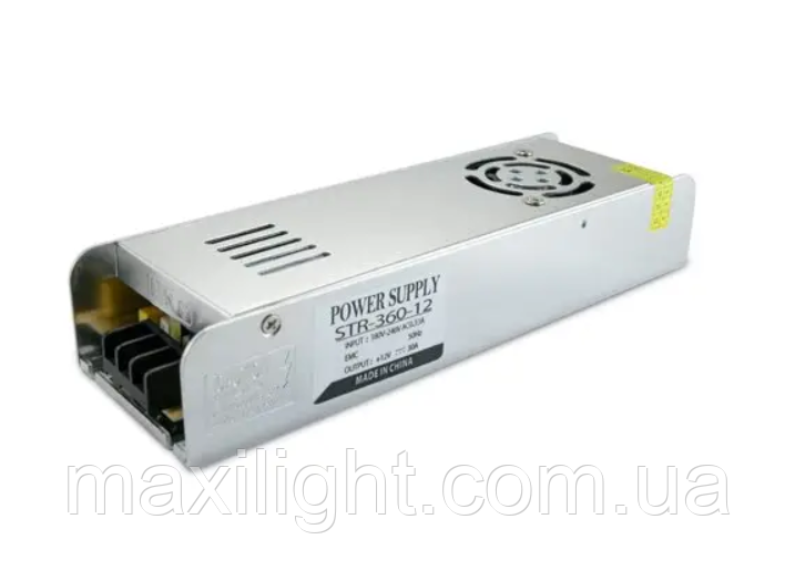 Блок живлення OEM DC12 360W 30 А STR-360 вузький для світлодіодної стрічки