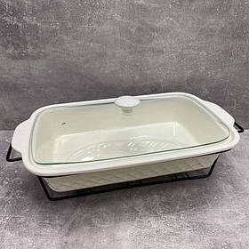 Марміт керамічний прямокутний 40 см 2,5 л з чорною підставкою Maestro MR-11659-73