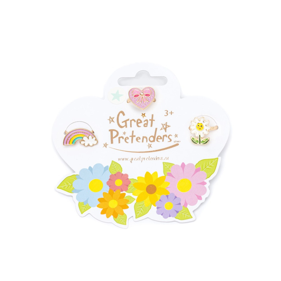 Набор колец "Spring Flowers" Great Pretenders 84518, 3 шт, Time Toys - фото 1 - id-p1934698335