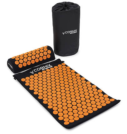 Килимок акупунктурний із валиком Cornix Classic Mat Аплікатор Кузнєцова XR-0111 Black/Orange Poland, фото 2