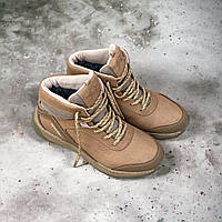 Мужские ботинки бежевые зимние песочного цвета натуральная кожа, подкладка натуральный мех