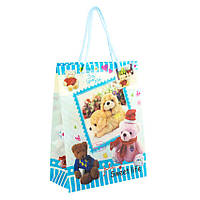 Сумочка подарочная пластиковая с ручками Gift bag Мишки 23х18х7.5 см Голубой (27348) TP, код: 7772586