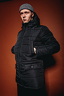 Парка зимняя мужская черная до -30 | куртка удлиненная ТОП качества