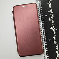 Кожаный чехол книжка с визитницей для Samsung Galaxy A12 (Бордова) / на телефон самсунг А12