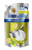Средство для мытья посуды Wash&Free 500мл Лимон и мята дой-пак